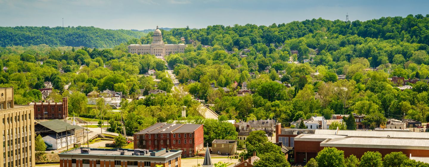 Arial view of Frankfort, Kentucky.