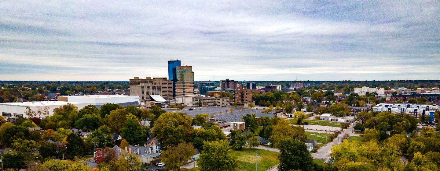 Aerial view of Lexington, Kentucky. 