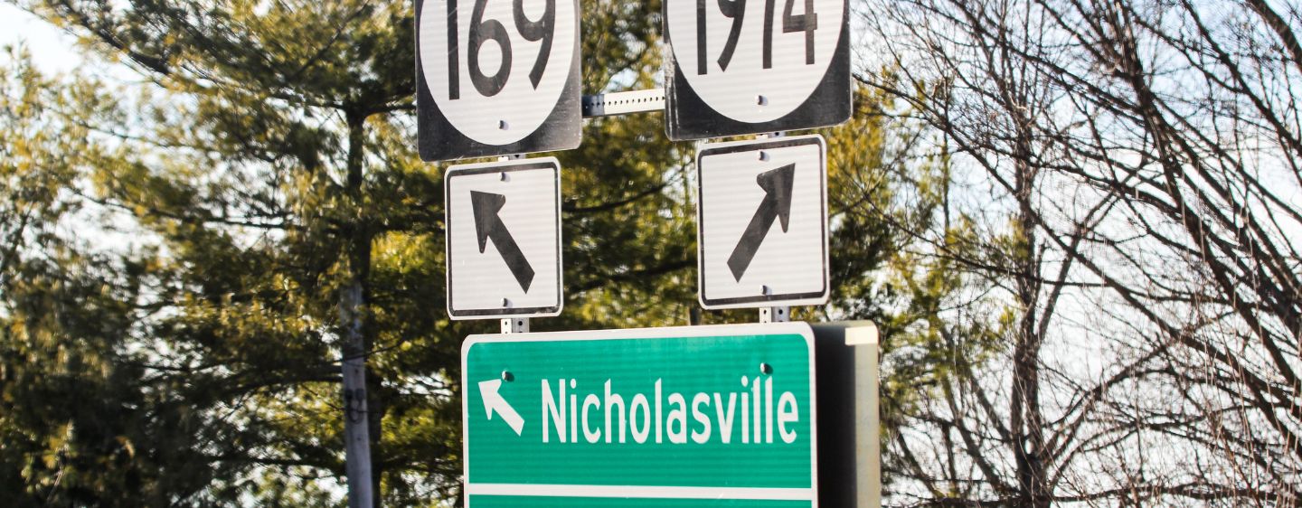 Road sign Nicholasville, Kentucky. 