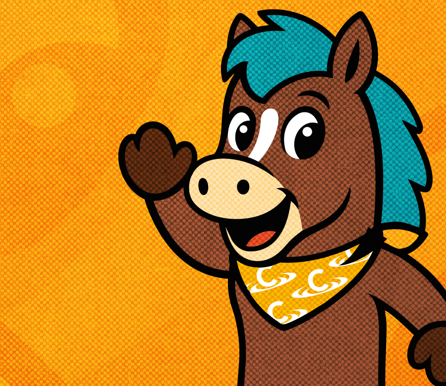 Image of animated CCU mascot Ripples the Racehorse