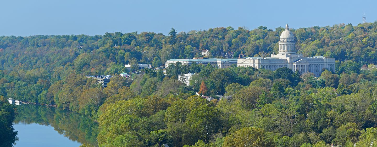 Aerial view of Frankfort, Kentucky. 