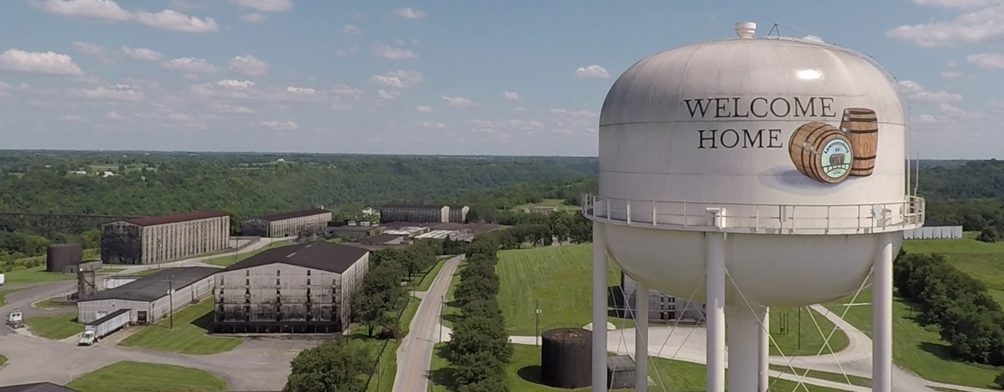 Photo of Lawrenceburg water tower that reads, 'Welcome Home'