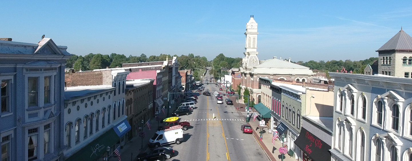 Overhead shot of a Georgetown street.