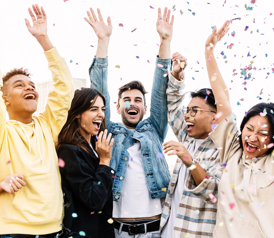 Image of a group of people cheering